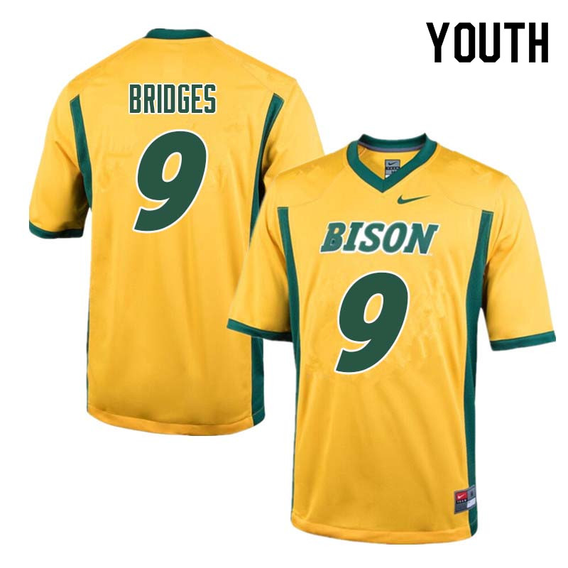 Youth #9 Marquise Bridges North Dakota State Bison College Football Jerseys Sale-Yellow - Click Image to Close